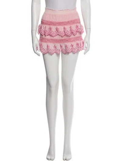 Pre-owned Loveshackfancy Lace Pattern Mini Skirt In White