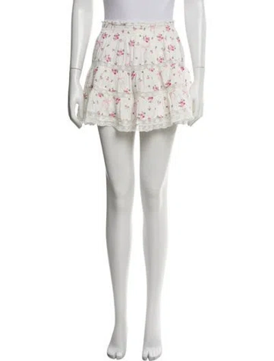 Pre-owned Loveshackfancy Lace Pattern Mini Skirt In White