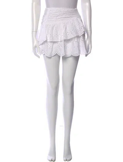 Pre-owned Loveshackfancy Lace Pattern Mini Skirt In White
