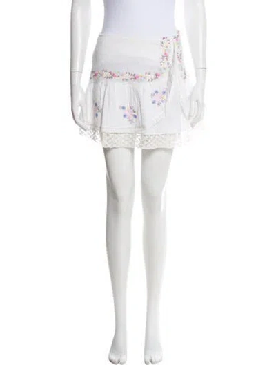 Pre-owned Loveshackfancy Lace Pattern Mini Skirt In White