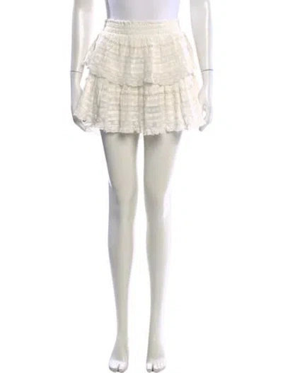 Pre-owned Loveshackfancy Lace Pattern Mini Skirt In White