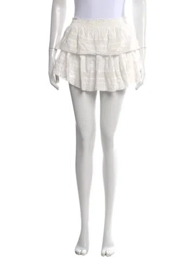 Pre-owned Loveshackfancy Lace Pattern Mini Skirt In White