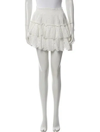 Pre-owned Loveshackfancy Lace Pattern Mini Skirt In White
