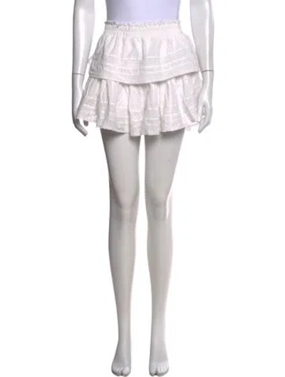 Pre-owned Loveshackfancy Lace Pattern Mini Skirt In White