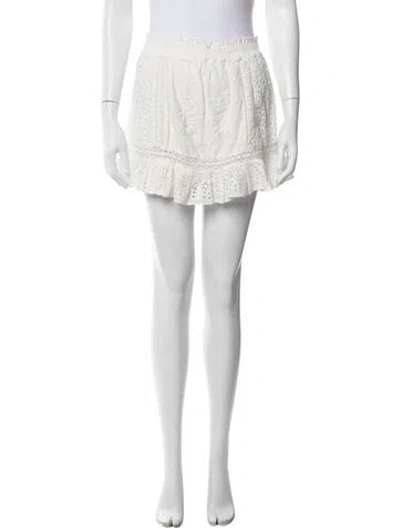 Pre-owned Loveshackfancy Lace Pattern Mini Skirt In White