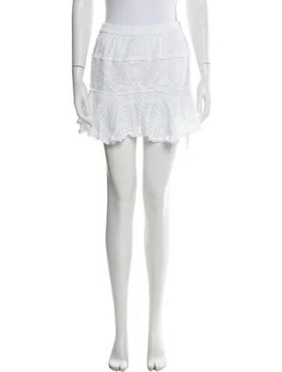 Pre-owned Loveshackfancy Lace Pattern Mini Skirt In White