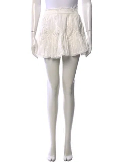 Pre-owned Loveshackfancy Lace Pattern Mini Skirt In White