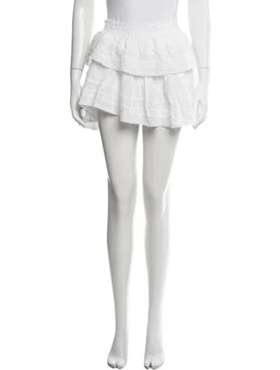 Pre-owned Loveshackfancy Lace Pattern Mini Skirt In White