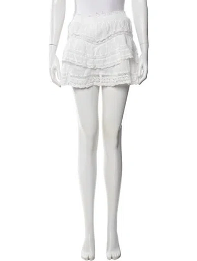Pre-owned Loveshackfancy Lace Pattern Mini Skirt In White