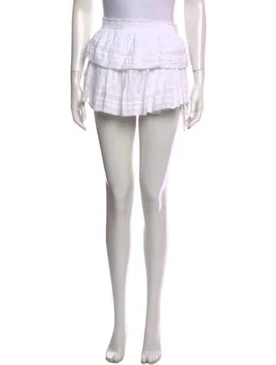 Pre-owned Loveshackfancy Lace Pattern Mini Skirt In White
