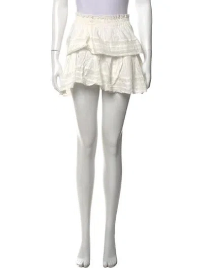 Pre-owned Loveshackfancy Lace Pattern Mini Skirt In White