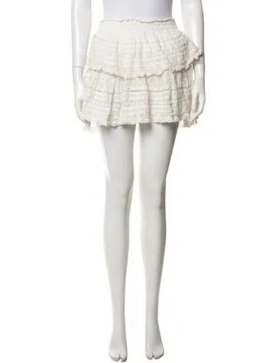 Pre-owned Loveshackfancy Lace Pattern Mini Skirt In White