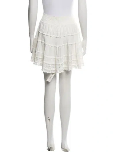 Pre-owned Loveshackfancy Lace Pattern Mini Skirt In White