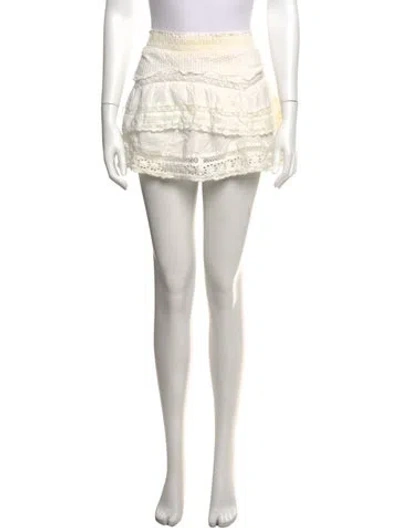 Pre-owned Loveshackfancy Lace Pattern Mini Skirt In White