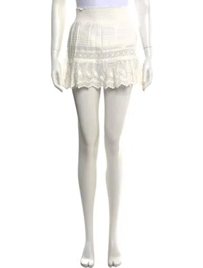 Pre-owned Loveshackfancy Lace Pattern Mini Skirt In White