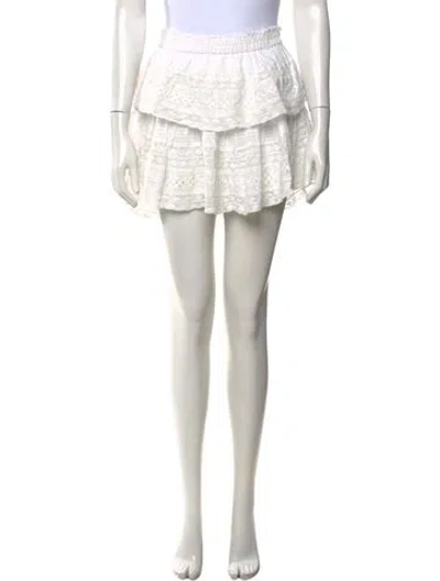 Pre-owned Loveshackfancy Lace Pattern Mini Skirt In White