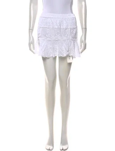 Pre-owned Loveshackfancy Lace Pattern Mini Skirt In White