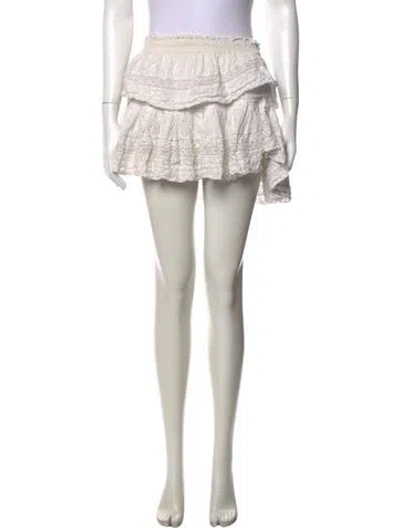 Pre-owned Loveshackfancy Lace Pattern Mini Skirt In White