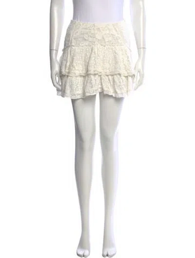 Pre-owned Loveshackfancy Lace Pattern Mini Skirt In White