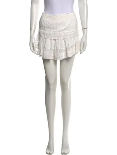 Pre-owned Loveshackfancy Lace Pattern Mini Skirt In White