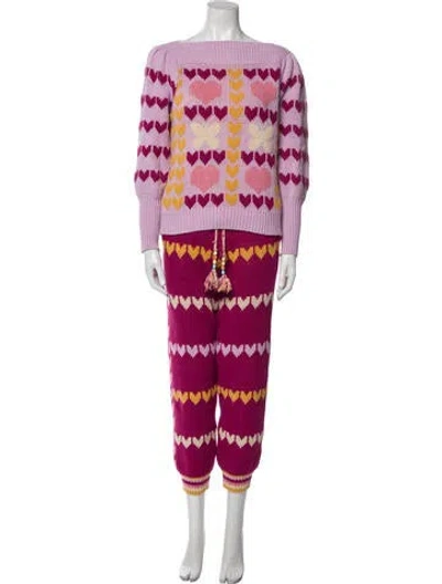 Pre-owned Loveshackfancy Lace Pattern Pant Set In Pink