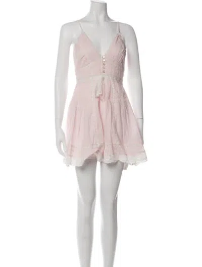 Pre-owned Loveshackfancy Lace Pattern Ruffle Embellishment Pajamas W/ Tags In Pink