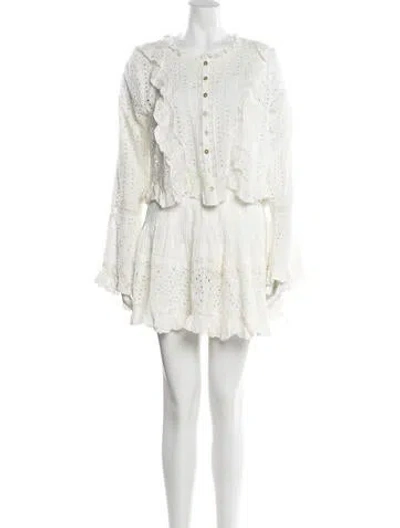 Pre-owned Loveshackfancy Lace Pattern Ruffle Embellishment Skirt Set W/ Tags In White