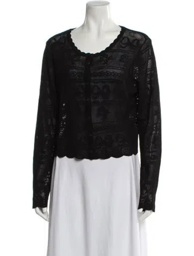 Pre-owned Loveshackfancy Lace Pattern Scoop Neck Top W/ Tags In Blue