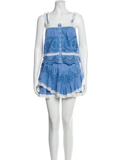 Pre-owned Loveshackfancy Lace Pattern Skirt Set In Blue