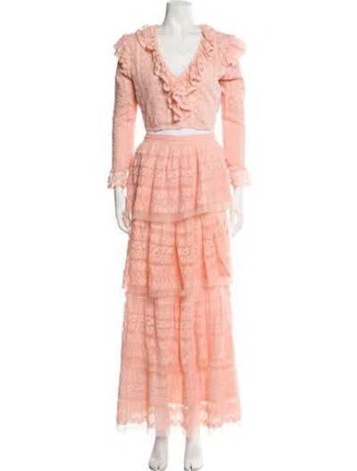 Pre-owned Loveshackfancy Lace Pattern Skirt Set In Pink
