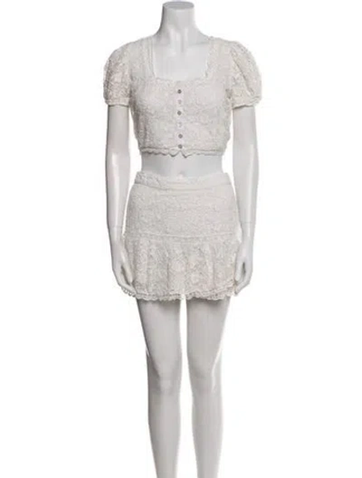 Pre-owned Loveshackfancy Lace Pattern Skirt Set In Pink