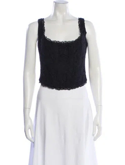 Pre-owned Loveshackfancy Lace Pattern Square Neckline Blouse In Neutral