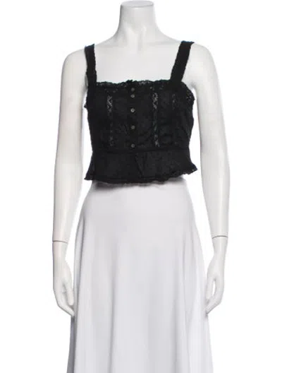 Pre-owned Loveshackfancy Lace Pattern Square Neckline Crop Top W/ Tags In White
