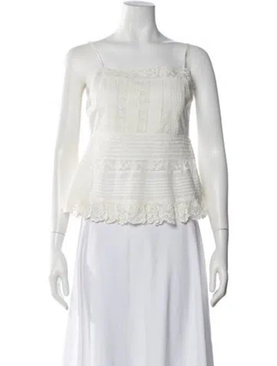 Pre-owned Loveshackfancy Lace Pattern Square Neckline Top In Purple