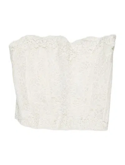 Pre-owned Loveshackfancy Lace Pattern Strapless Crop Top In White