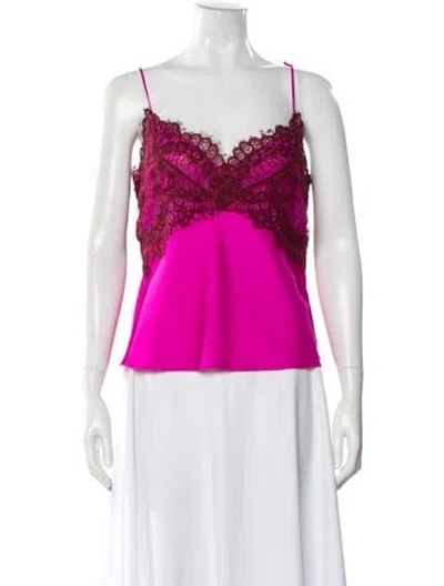 Pre-owned Loveshackfancy Lace Pattern V-neck Blouse In Pink