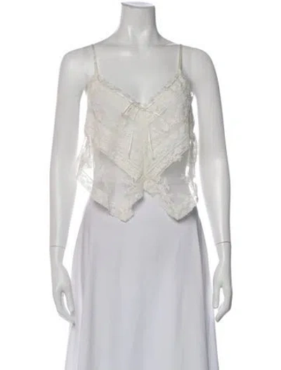 Pre-owned Loveshackfancy Lace Pattern V-neck Blouse In Pink