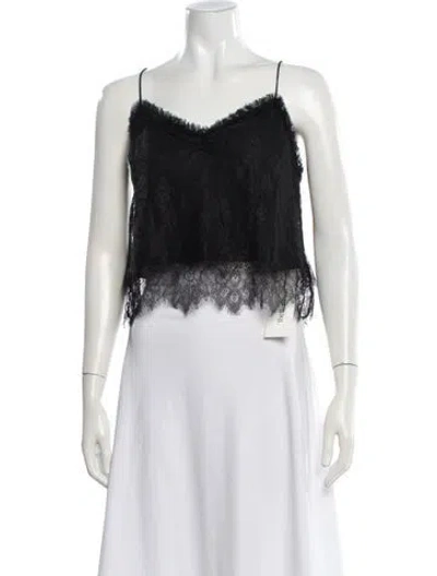 Pre-owned Loveshackfancy Lace Pattern V-neck Blouse In White