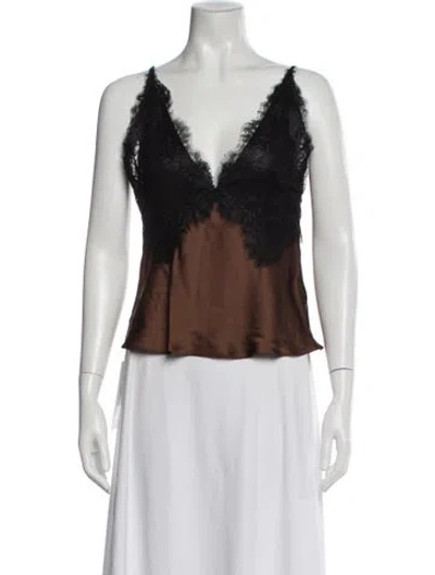 Pre-owned Loveshackfancy Lace Pattern V-neck Top In Multi