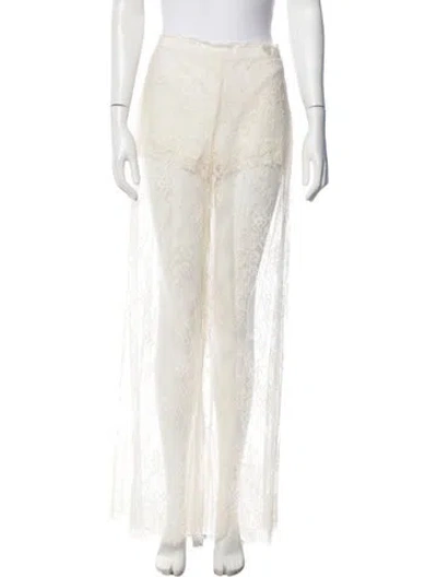 Pre-owned Loveshackfancy Lace Pattern Wide Leg Pants In Neutrals