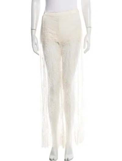 Pre-owned Loveshackfancy Lace Pattern Wide Leg Pants In Neutrals