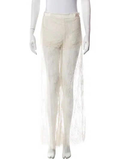 Pre-owned Loveshackfancy Lace Pattern Wide Leg Pants In Neutrals