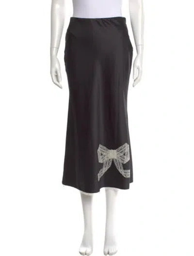 Pre-owned Loveshackfancy Lace Trim Embellishment Midi Length Skirt In Black