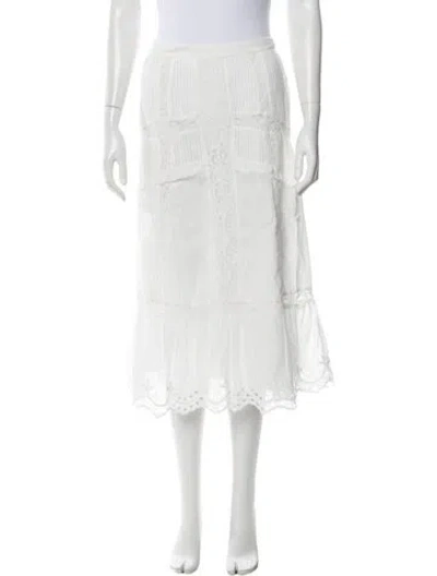 Pre-owned Loveshackfancy Lace Trim Embellishment Midi Length Skirt In Gray