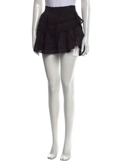 Pre-owned Loveshackfancy Lace Trim Embellishment Mini Skirt In Black
