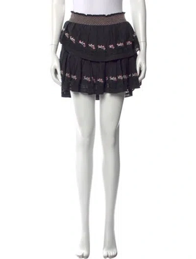 Pre-owned Loveshackfancy Lace Trim Embellishment Mini Skirt In Black