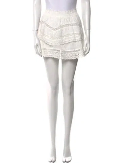 Pre-owned Loveshackfancy Lace Trim Embellishment Mini Skirt W/ Tags In White