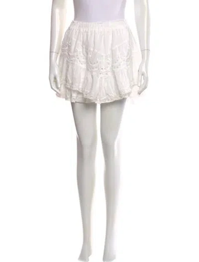 Pre-owned Loveshackfancy Lace Trim Embellishment Mini Skirt In White