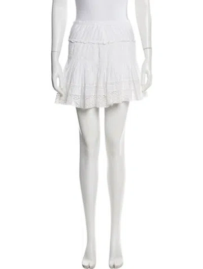 Pre-owned Loveshackfancy Lace Trim Embellishment Mini Skirt In White