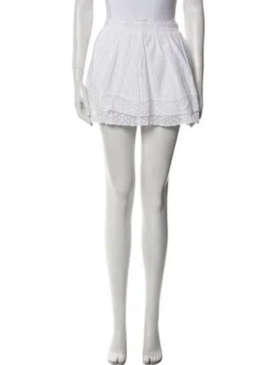 Pre-owned Loveshackfancy Lace Trim Embellishment Mini Skirt In White